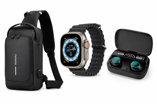 BOLSO ANTIROBO+AUDIFONO M10+RELOJ T20 4